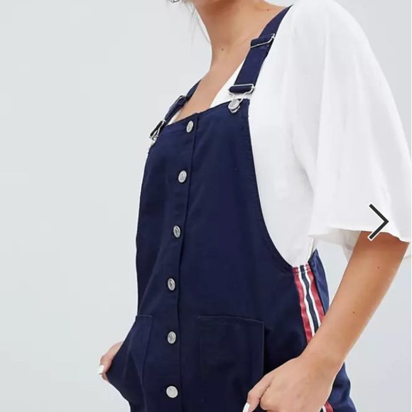 Navy Striped Bershka Overall Dress - Picture 3 of 6